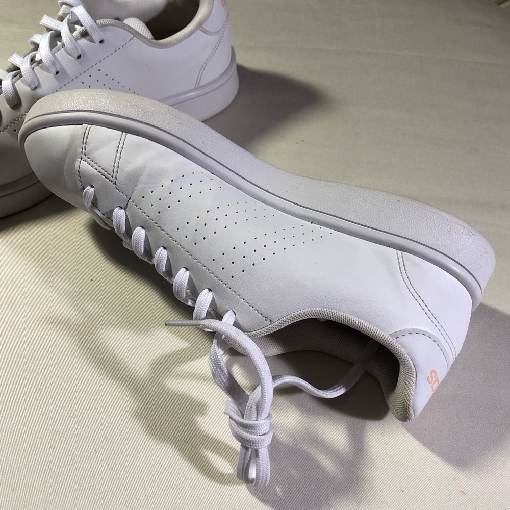Adidas Advantage Base Cloud White Glow Pink Womens Sneaker - Picture 3 of 16
